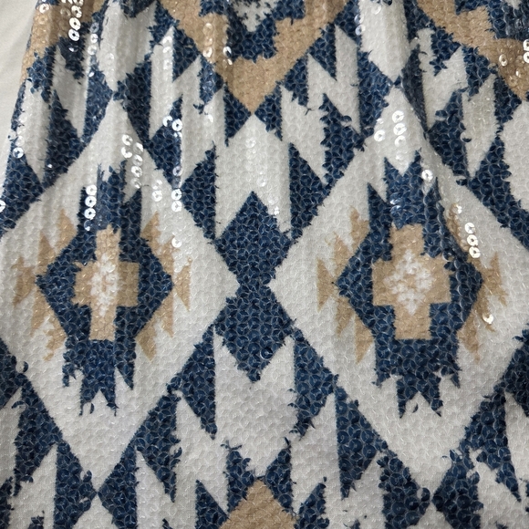 Charlotte Russe Blue and White Mini Sequin Pencil Skirt With Geometric Design XL - Picture 3 of 5